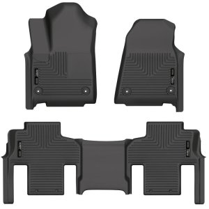 Jeep Grand Wagoneer Floor Liners - Front + Rear - Husky Liners - Weatherbeater - Black - 2022+